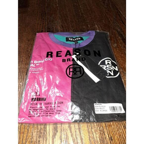 New XL Reason Nolan Color Block Long Sleeve Cotton Streetwear Casual Tee TShirt - Picture 7 of 8